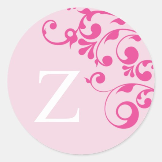 Sticker Rond Lettre Z Monogramme Mariage rose Enveloppe (Devant)