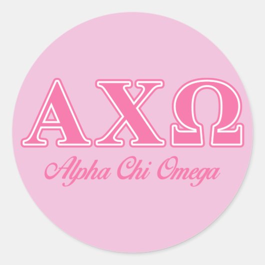 Sticker Rond Lettres Alphi Chi Omega rose (Devant)