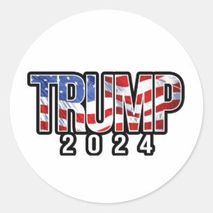 Sticker Rond Lettres de bloc patriotique Trump 2024
