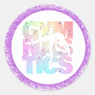 Sticker Rond Lettres de gymnastique Confetti avec Parties scint