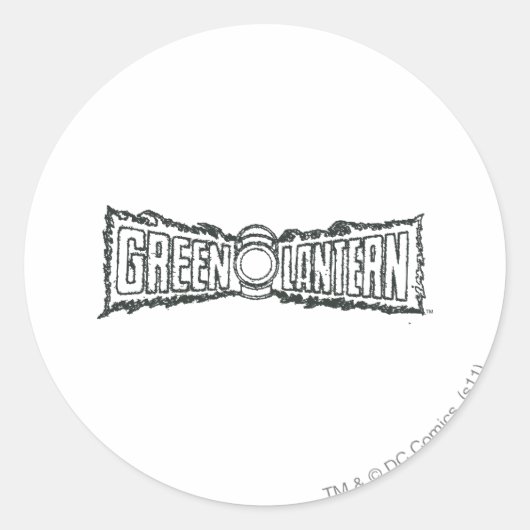 Sticker Rond Lettres de lanterne verte BW (Devant)