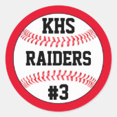 Sticker Rond Lettres de l'école de baseball, nom de l'équipe et (Devant)