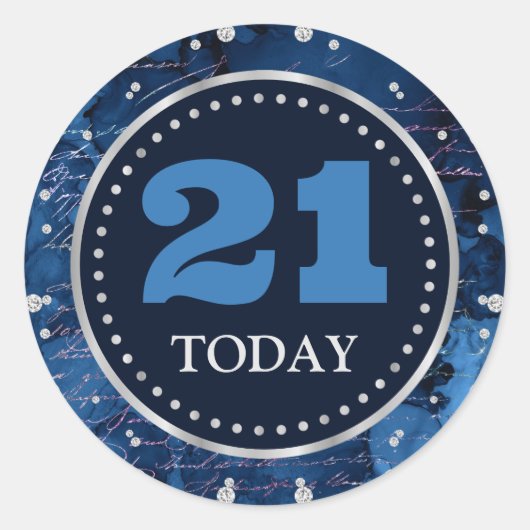 Sticker Rond Lettres de sirène bleue Motif et Parties scintilla (Devant)