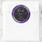 Sticker Rond Lettres de sirène de Parties scintillant violette (Sac)