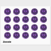 Sticker Rond Lettres de sirène pourpre Motif et Parties scintil (Feuille)