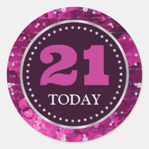 Sticker Rond Lettres de sirène rose motif et anniversaire paill