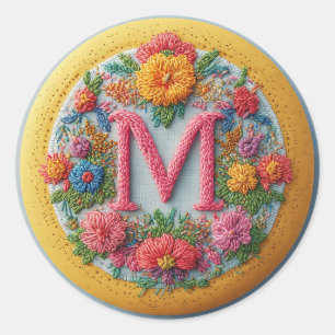 Sticker Rond Lettres décoratives Art Broderie Alphabet Design