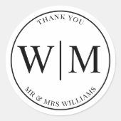 Sticker Rond Lettres Initiales Monogrammes Pour Merci Mariage (Devant)