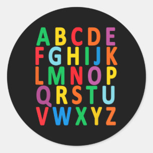 Sticker Rond Lettres majuscules colorées Alphabet Apprendre Abc