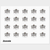 Sticker Rond Lettres noires d'Halloween heureux avec citrouille (Feuille)