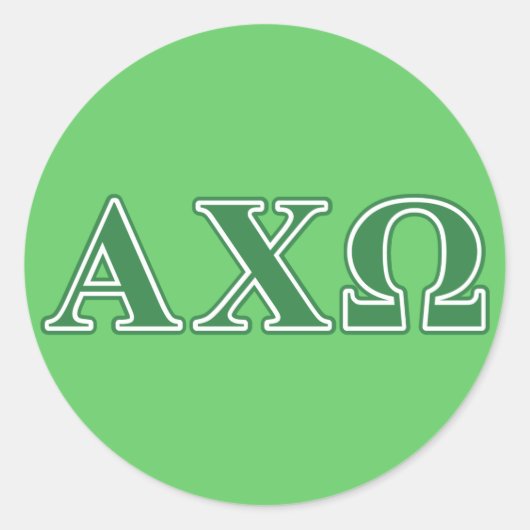 Sticker Rond Lettres vertes d'Alphi Chi Omega (Devant)