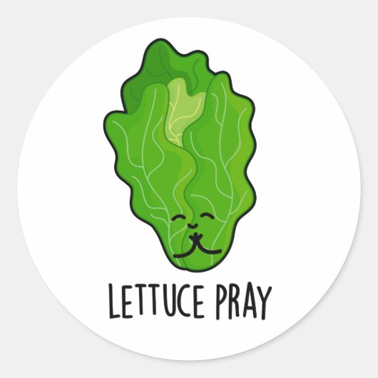 Sticker Rond Lettuce Pray Drôle Veggie Pun (Devant)