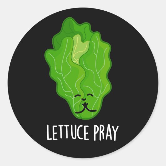 Sticker Rond Lettuce Pray Funky Veggie Pun Dark BG (Devant)