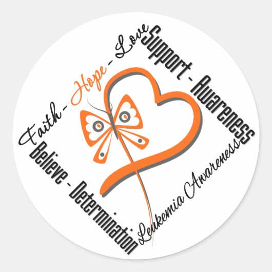Sticker Rond Leucémie Faith Hope Love Butterfly (Devant)