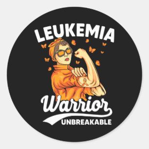 Sticker Rond Leucémie Guerrier Indestructible Soutien Leucémie