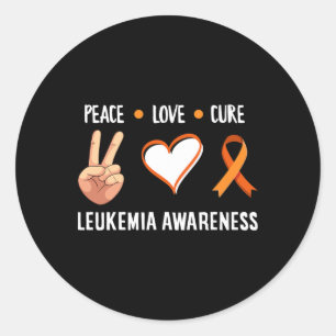 Sticker Rond Leucémie Guerrier Paix Amour Cure Leucémie Cancer
