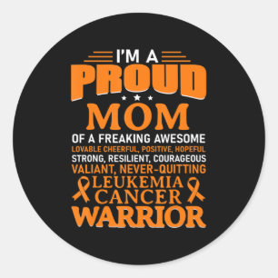Sticker Rond Leukemia Cancer Awareness Survivor Orange Ribbon M