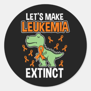 Sticker Rond Leukemia Dinosaur Orange Ribbon Hématologue Repti