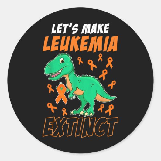 Sticker Rond Leukemia Dinosaur Orange Ribbon Hématologue Repti (Devant)
