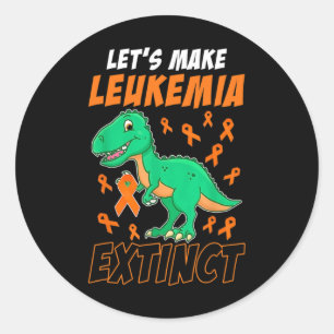 Sticker Rond Leukemia Dinosaur Orange Ribbon Hématologue Repti