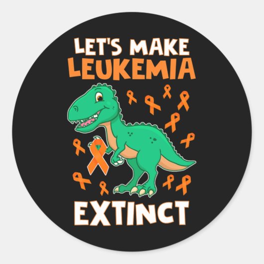 Sticker Rond Leukemia Dinosaur Orange Ribbon Hématologue Repti (Devant)