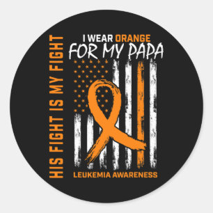 Sticker Rond Leukémie Orange Cancer Awareness Papa American Fla