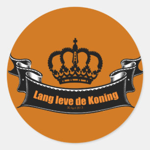 Sticker Rond Leve de Koning de Lang