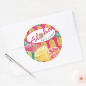 Sticker Rond Lève une plage ! Fun Tropical Fruit Monogramme (Enveloppe)