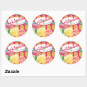 Sticker Rond Lève une plage ! Fun Tropical Fruit Monogramme (Feuille)