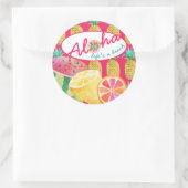 Sticker Rond Lève une plage ! Fun Tropical Fruit Monogramme (Sac)