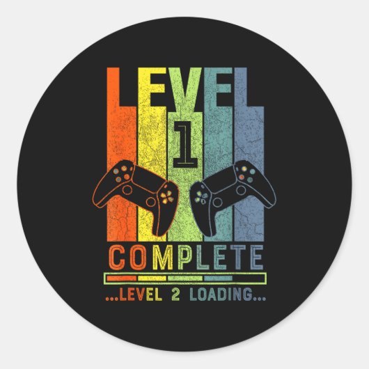 Sticker Rond Level 1 Complete Gamer Gift 1 Years Wedding Annive (Devant)