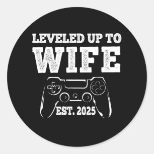 Sticker Rond Leveled Jusqu'À La Femme 2025 Drôle Juste Marié Ga