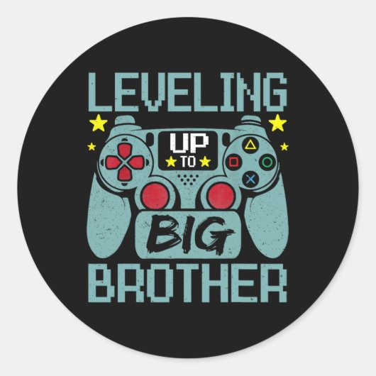 Sticker Rond Leveling Up To Big Brother Promoted To Big Bro Lev (Devant)