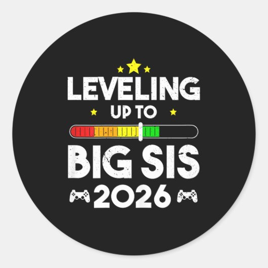 Sticker Rond Leveling Up To Big Sis Est 2026 New Big Sister 202 (Devant)