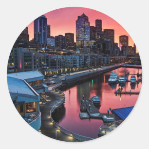 Sticker Rond Lever de soleil au pilier 66 regardant vers le bas