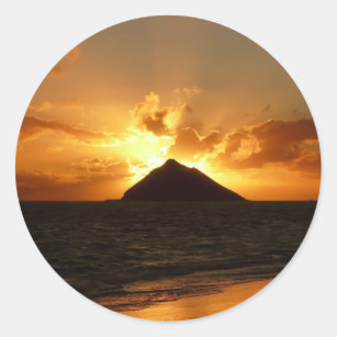 Sticker Rond Lever de soleil d'Hawaï à l'autocollant rond de