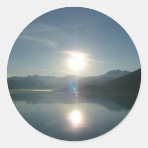 Sticker Rond Lever de soleil sur College Fjord Alaska Photograp