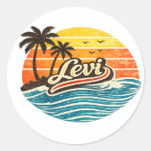 Sticker Rond Levi Retro Sunset Name Design (Devant)