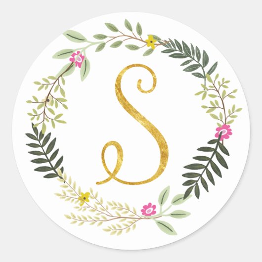 Sticker Rond Levier Monogramme Or S (Devant)