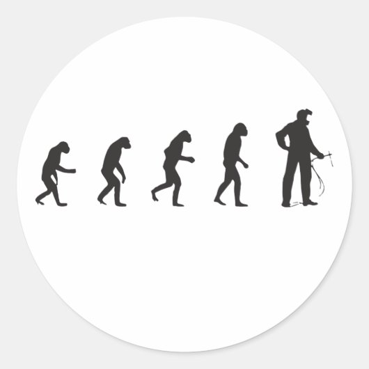 Sticker Rond L'évolution masculine de l'homme pour souder le lo (Devant)