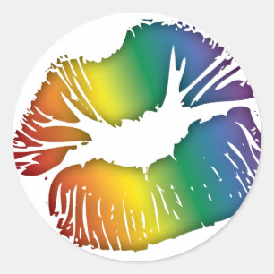 Sticker Rond Lèvres 3 d'arc-en-ciel