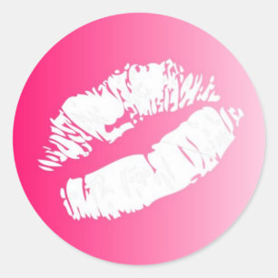Sticker Rond Lèvres blanches blanches roses lissées smooch bais
