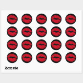 Sticker Rond Lèvres de baiser rouge sur noir (Feuille)