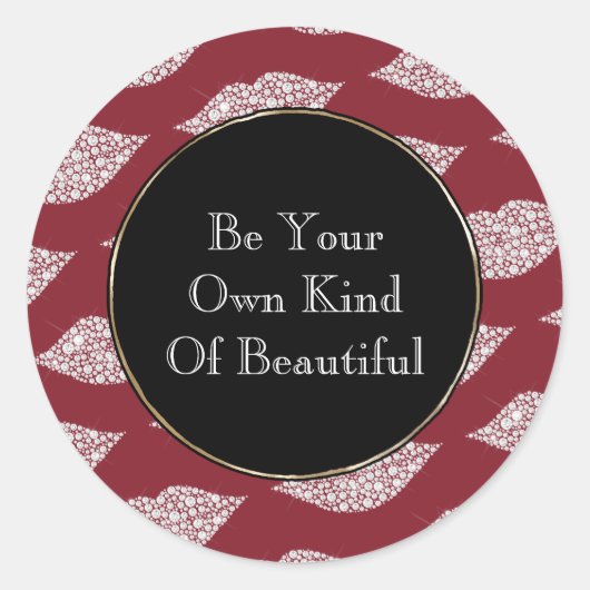 Sticker Rond Lèvres Diamond Blanc Rouge (Devant)