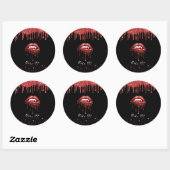 Sticker Rond Lèvres en paillettes rouges Vampire Drip Halloween (Feuille)