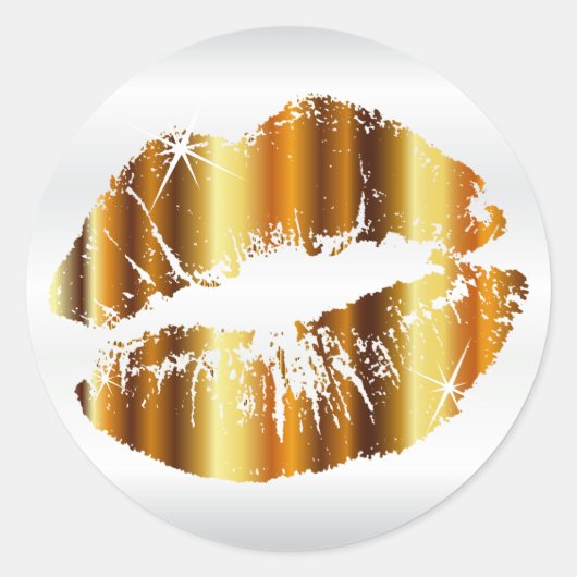 Sticker Rond Lèvres métalliques d'or (Devant)