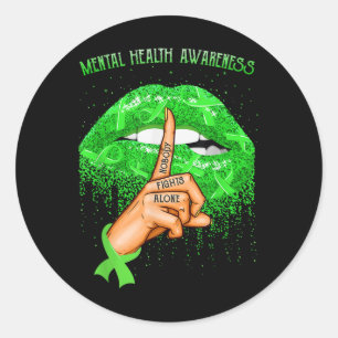 Sticker Rond Lèvres mordantes Mois de sensibilisation à la sant