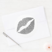 Sticker Rond Lèvres Pailletées Argent (Enveloppe)