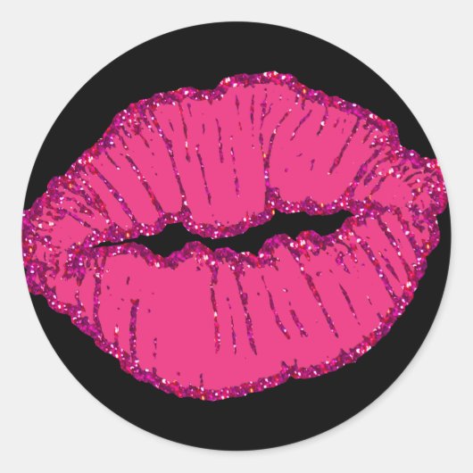 Sticker Rond lèvres pailletées roses (Devant)