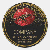 Sticker Rond Lèvres Pailletées Rouges - Représentant (Devant)